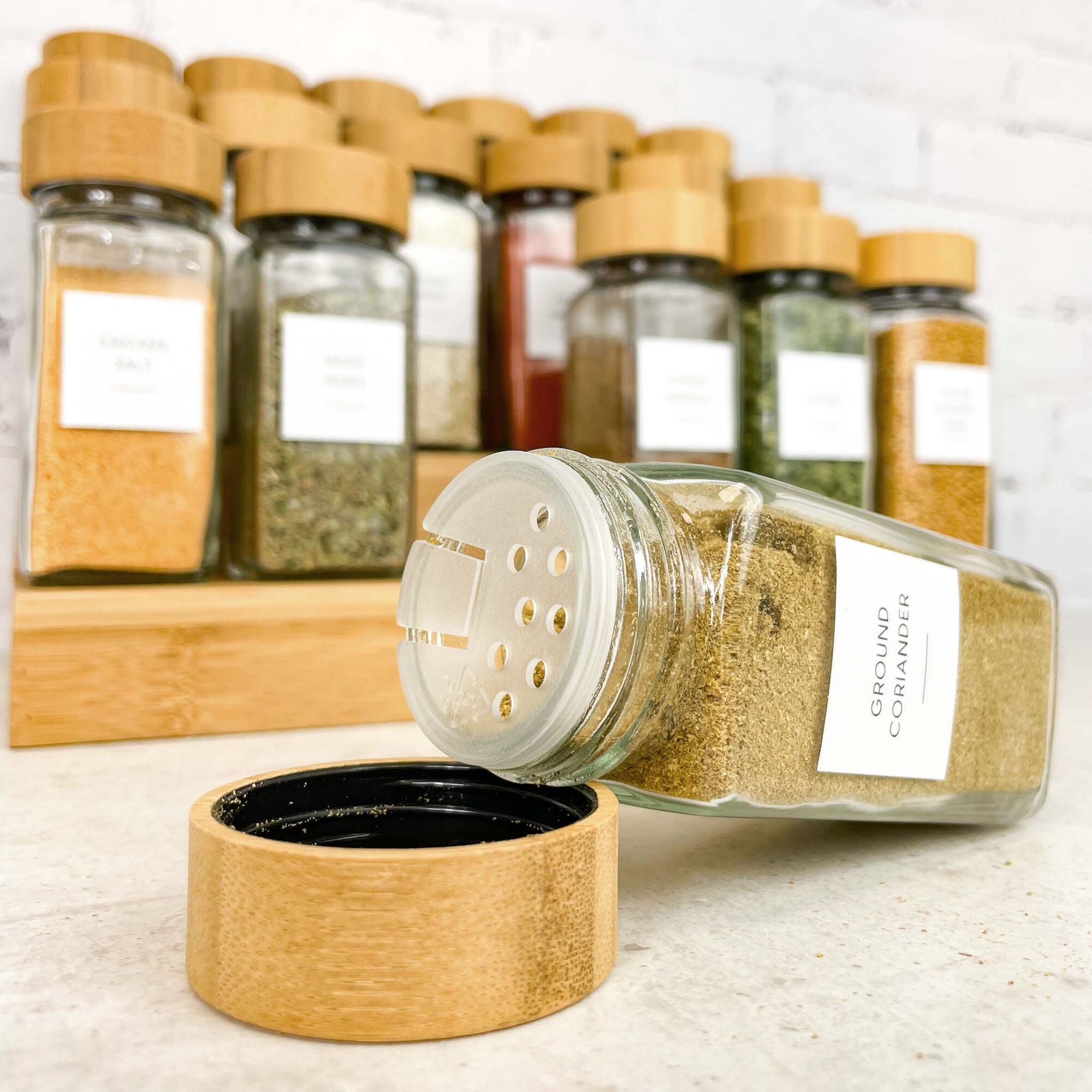 Bamboo Spice Jars with Shaker Lid